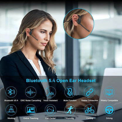 Auricular Bluetooth abierto con micrófono giratorio para llamadas