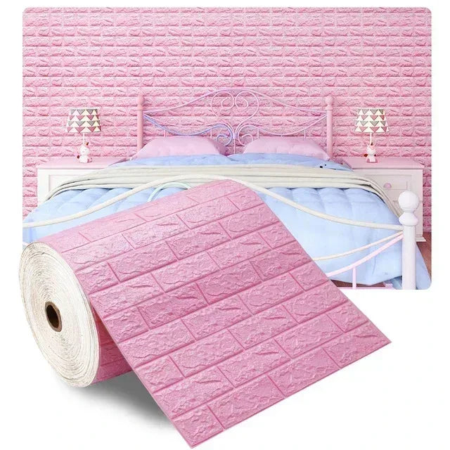 Papel pintado adhesivo 3D efecto ladrillo impermeable