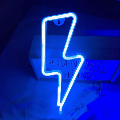 Lámpara LED de neón con forma de rayo para decoración