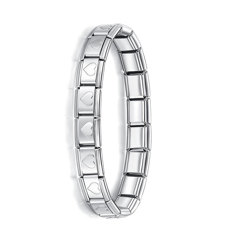 Pulsera elástica de acero inoxidable estilo italiano para mujer