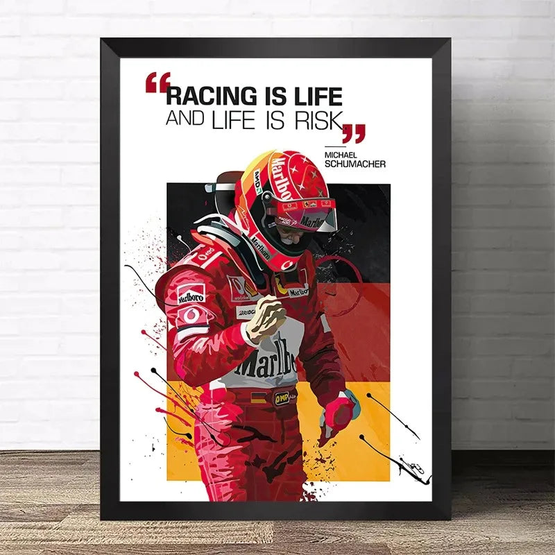 Póster decorativo de Ayrton Senna estilo graffiti racing