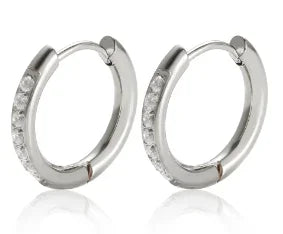 Shiny Zircon pendientes de aro para mujer Trendy Golden acero inoxidable Circle orejaring