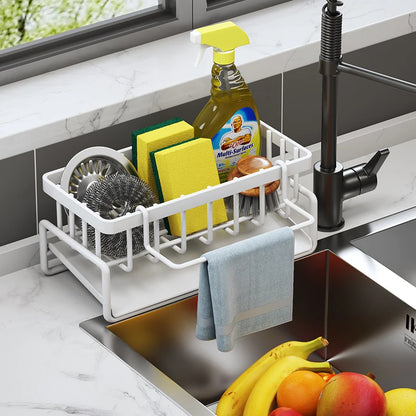 Estante organizador de cocina para fregadero con drenaje