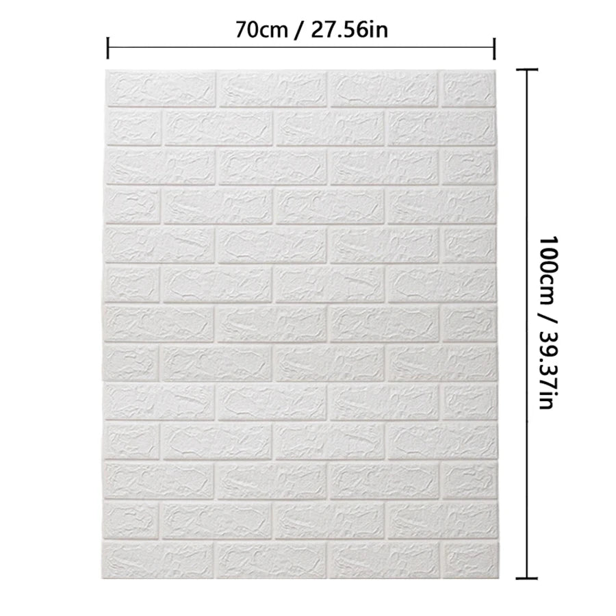 Papel pintado adhesivo 3D efecto ladrillo impermeable