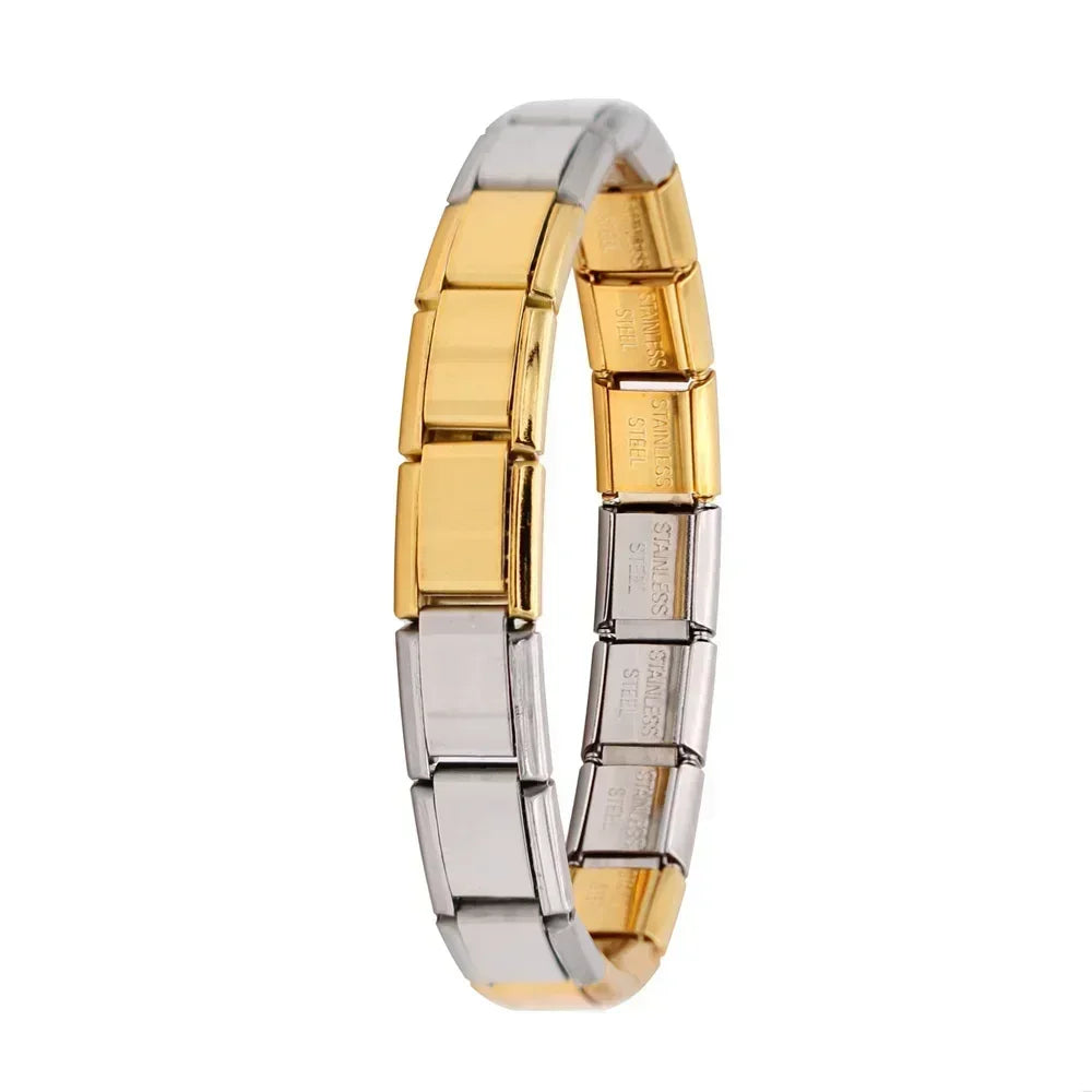 Pulsera elástica de acero inoxidable estilo italiano para mujer