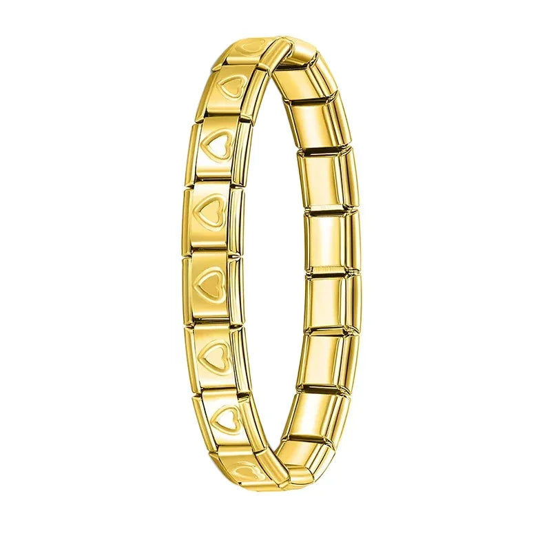 Pulsera elástica de acero inoxidable estilo italiano para mujer