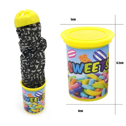 Bote sorpresa con serpiente de resorte para bromas y fiestas