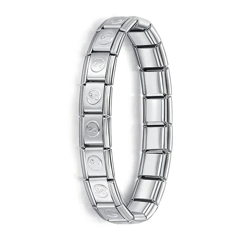 Pulsera elástica de acero inoxidable estilo italiano para mujer