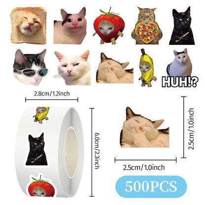 Rollo de 500 pegatinas de gatos meme para recompensas