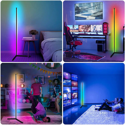 Lámpara de pie LED RGB regulable para esquina