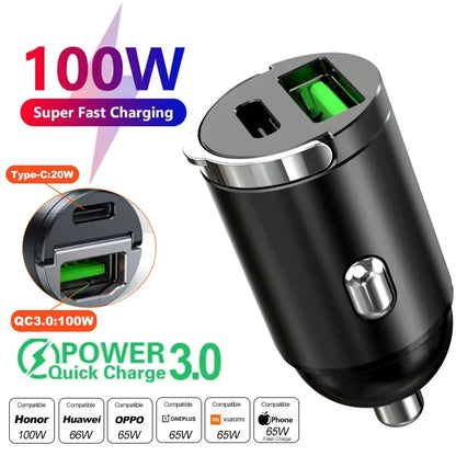 Cargador rápido de coche USB-C 200W con anilla