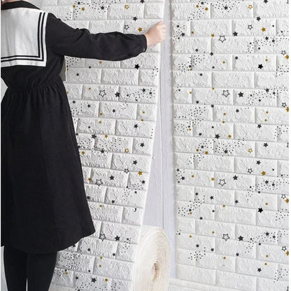 Papel pintado adhesivo 3D efecto ladrillo impermeable