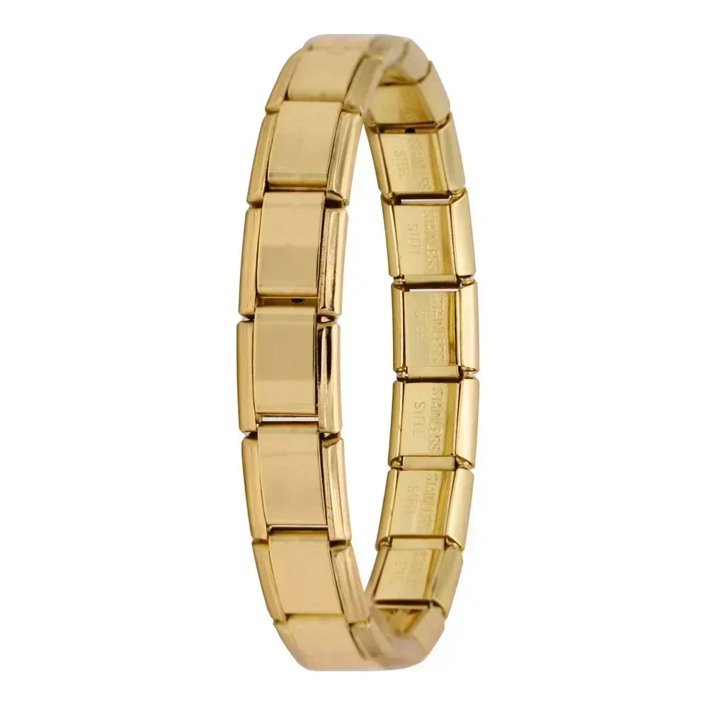 Pulsera elástica de acero inoxidable estilo italiano para mujer