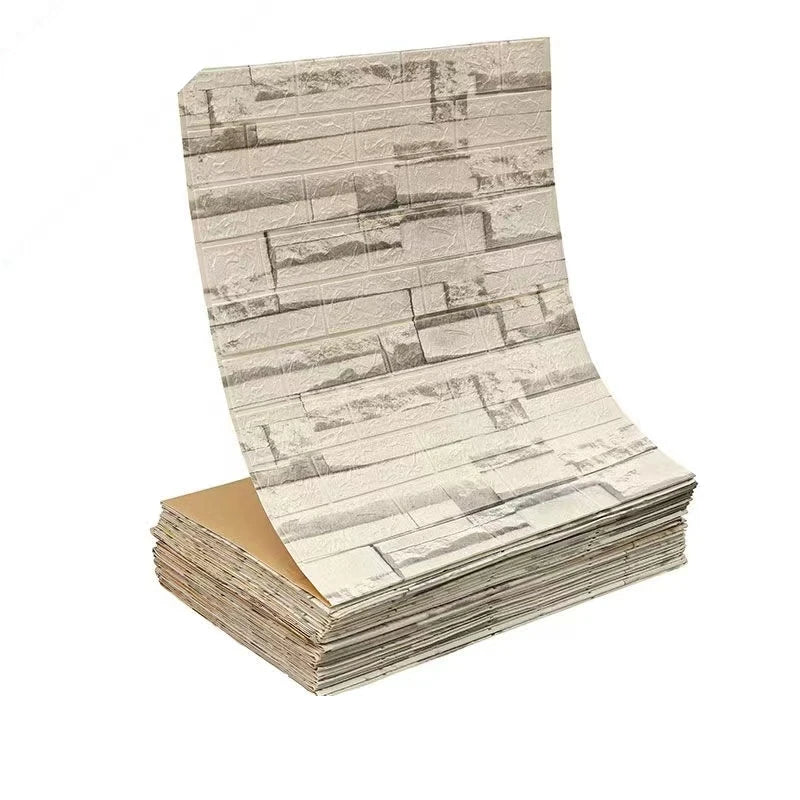 Papel pintado adhesivo 3D efecto ladrillo impermeable