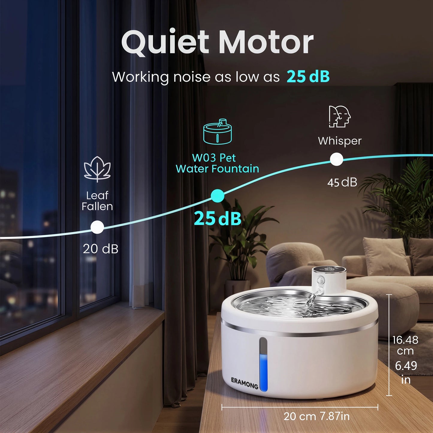 Smart Cat Water Fountain 2.5L Wireless Pet Water Purifier with Motion Sensor Automatic Filtering Large 4000mAh Battery Mute Pump