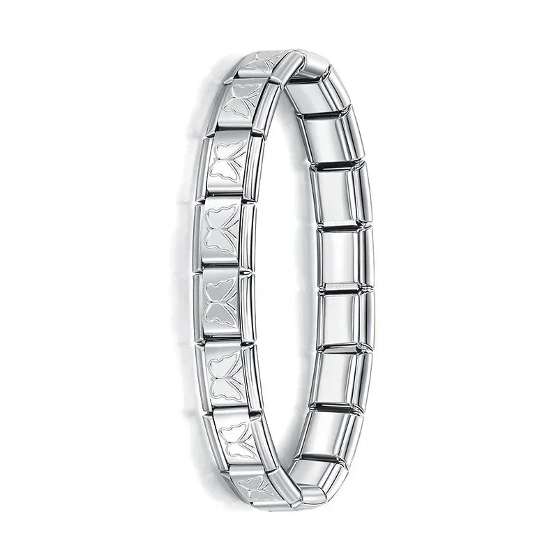 Pulsera elástica de acero inoxidable estilo italiano para mujer