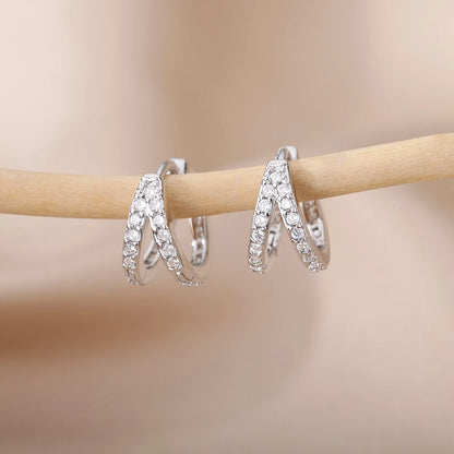 Pendientes aro con estrella de circonita en acero inoxidable